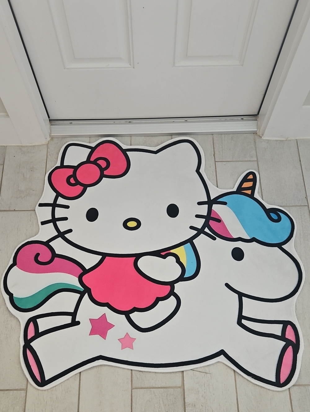 Hello Kitty Pink White Blue Unicorn Play Rug